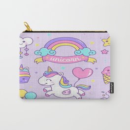 Unicorn Party Carry-All Pouch | Candy, Pattern, Princess, Aesthetic, Unicorn, Universe, Pastel, Purple, Balloons, Kawaii 
