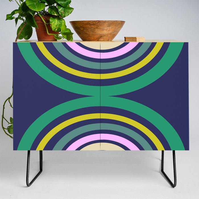 Hourglass Rainbow in Navy and Green Credenza