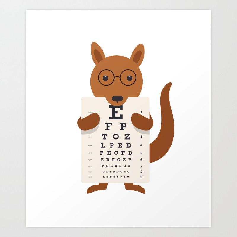 Eye Doctor Optician Kangaroo Art Print by Cute and Funny Animal Art Designs  | Society6