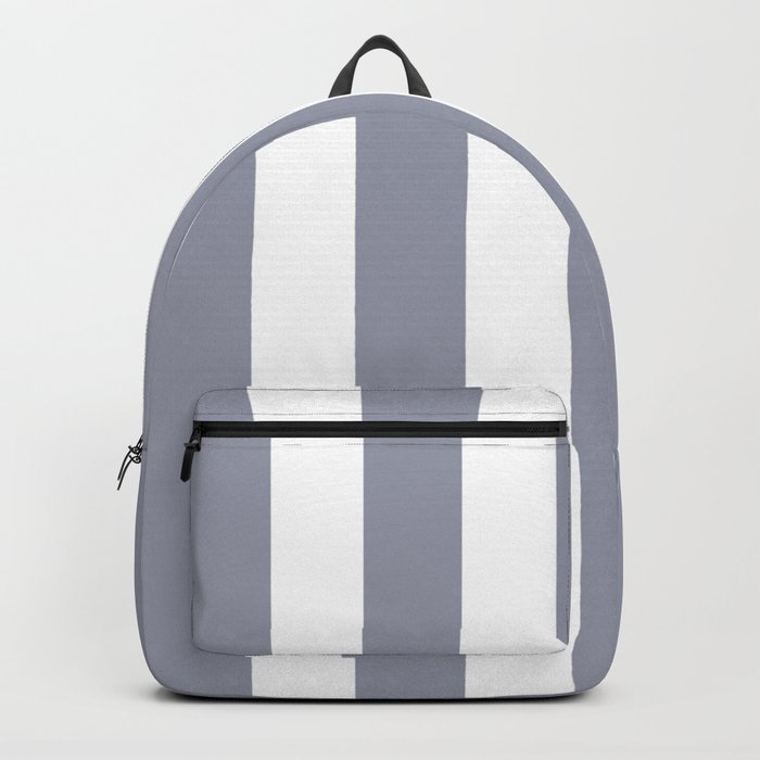 Manatee grey - solid color - white vertical lines pattern Backpack