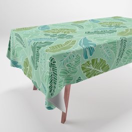 Contour Line Leaves in Mint Tablecloth