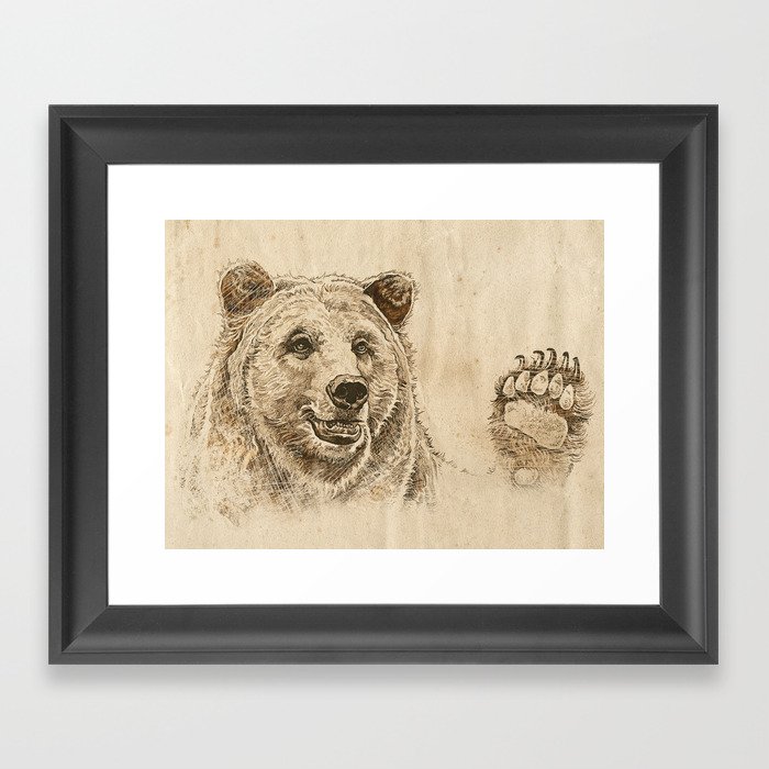 Grizzly Bear Greeting Framed Art Print