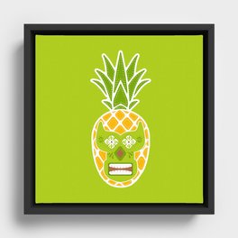 Tiki Lucha Libre Yellow and Chartreuse Framed Canvas