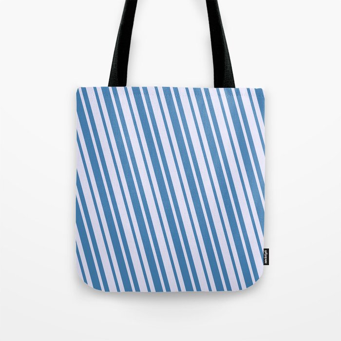 Lavender and Blue Colored Striped/Lined Pattern Tote Bag