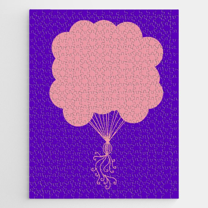 Pink Party Balloons Silhouette Jigsaw Puzzle
