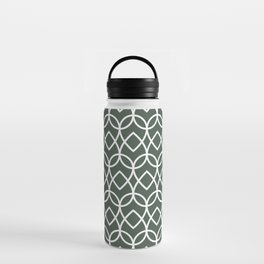 Dark Green White Geometric Line Pattern Teardrop Pairs DE 2022 Popular Color Greener Pastures DET529 Water Bottle