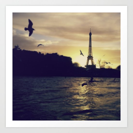 Sunset on the Seine Art Print