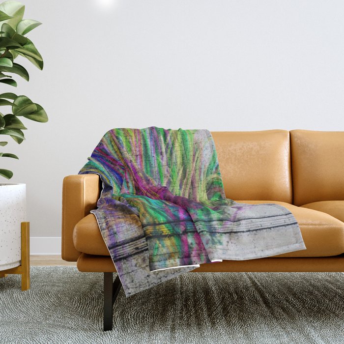 Colorful pink teal watercolor abstract grunge pattern Throw Blanket