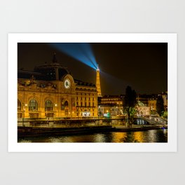 Musee d'Orsay in Paris at night Art Print