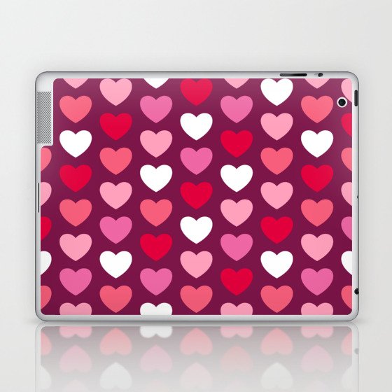 Valentine's pink perfect hearts burgundy Laptop & iPad Skin