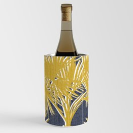 Tropical Palm Trees Gold on Navy Wine Chiller