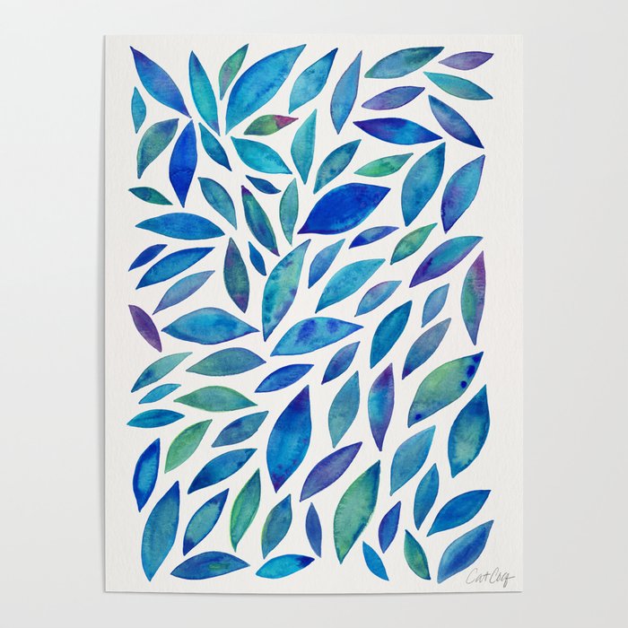Diamond Leaves – Blue Palette Poster