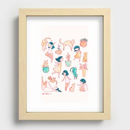 Cats, plants and girls Recessed Framed Print