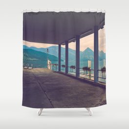 Schifflaendi Buochs Shower Curtain | Landscape, Switzerland, Travel, Shipstation, Vintage, Nature, Digital, Lake, Landing, Photo 