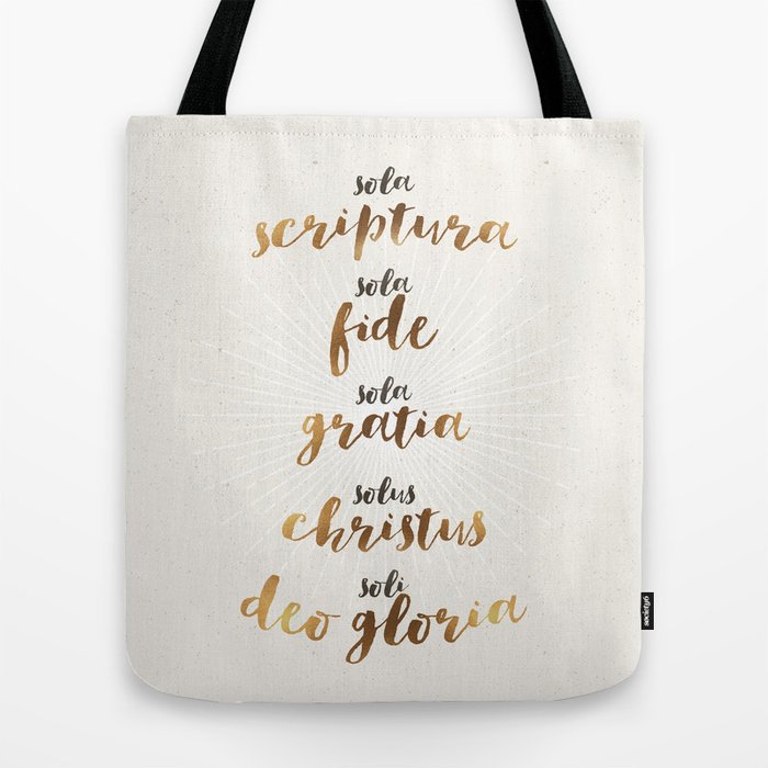 The Five Solas of the Reformation Tote Bag by Reformed Christian