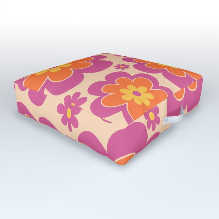 Colorful Retro Flower Pattern 595 Outdoor Floor Cushion