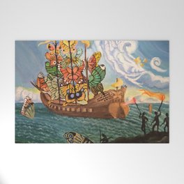 (Copy of) Ship with the Butterfly Sails by Salvador Dalí Sticker Welcome Mat