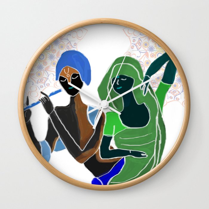 Radha Krishna Painting Wall Clock By Roycreativedesign Society6