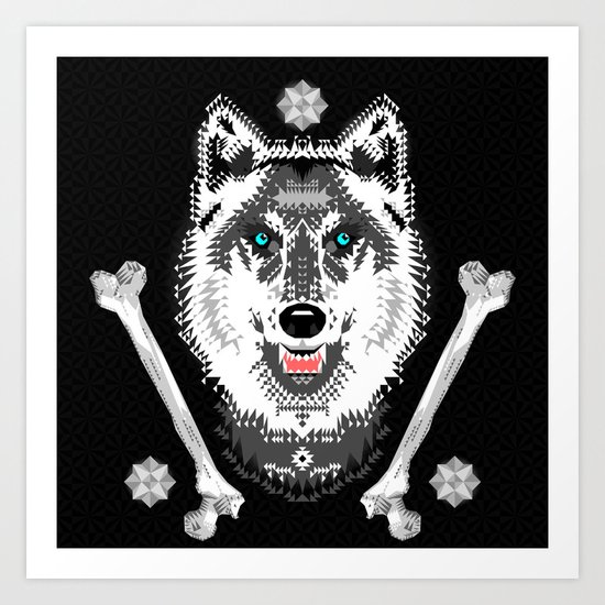Silver Wolf Geometric Art Print