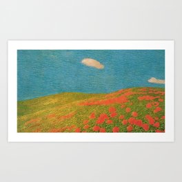Red Poppies Tuscany Pastoral Landscape by Gaetano Previati Art Print | Poppy, Flowers, Wildflowers, Alps, Field, Roses, Pastoral, Rollinghills, Sunflowers, Provence 