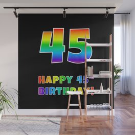 [ Thumbnail: HAPPY 45TH BIRTHDAY - Multicolored Rainbow Spectrum Gradient Wall Mural ]