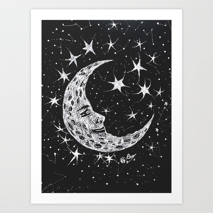 drawings of stars and moons