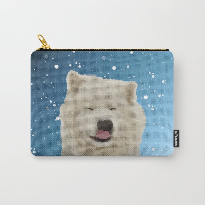 Samoyed Funny Face Winter Snow Carry-All Pouch