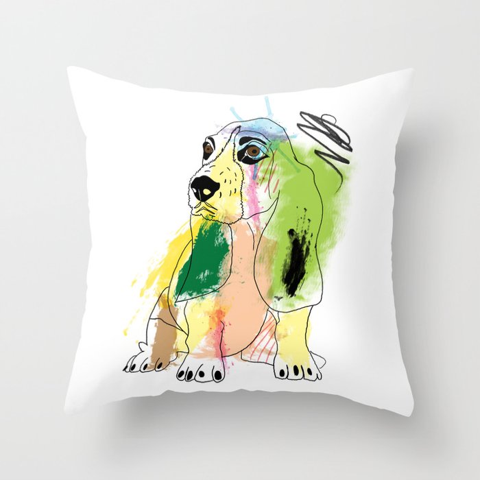 cute dog painting  Throw Pillow