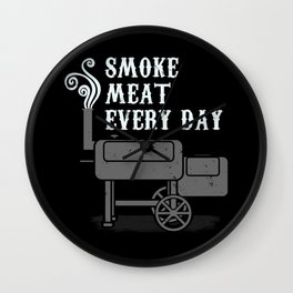 Smoke Meat Every Day Barbecue BBQ Grill Smoker Wall Clock