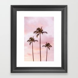 Palm Tree Photography | Landscape | Sunset Unicorn Clouds | Blush Millennial Pink | Beach Framed Art Print
