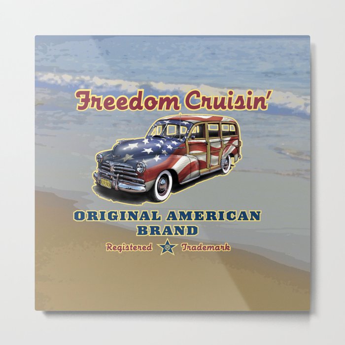 Freedom Crusin' Hawaiian Woody Design Metal Print