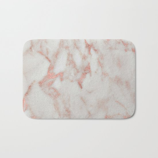 Marble - Metallic Blush Pink and White Marble by Nature Magick Bath Mat