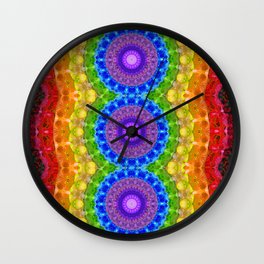 Colorful Chakra Mandala Art 3 By Sharon Cummings Wall Clock