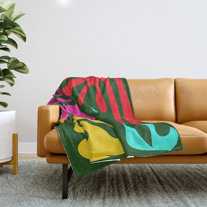 8 Matisse Cut Outs Inspired 220602 Abstract Shapes Organic Valourine Original Throw Blanket