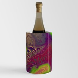 Multicolored neon psychedelic abstract digital art with distorted lines and metallic texture.  Wine Chiller