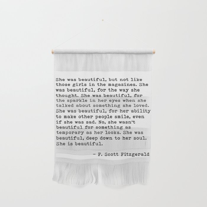 F. Scott Fitzgerald, She Was Beautiful Quote, The Great Gatsby Wall Hanging