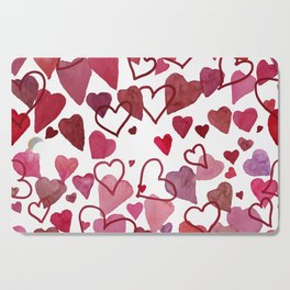 Watercolour Hearts Red Cutting Board
