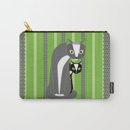 Cats in Green Stripes Carry-All Pouch