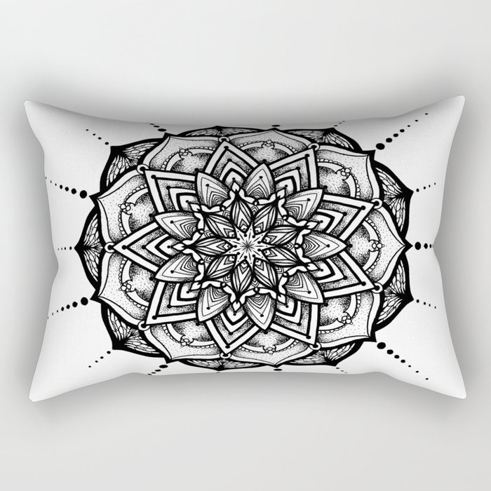 Organic Black Mandala Rectangular Pillow