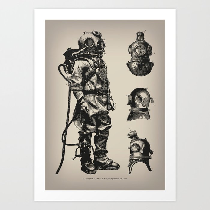 Vintage Deep Sea Diver | Diving Helmets | Art Print