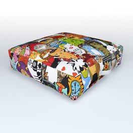 Funny Characters Collage — Culture & Science By Cats Outdoor Floor Cushion