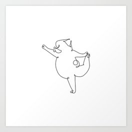 One Line Pug Dancer Pose Art Print