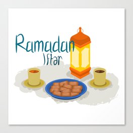 Ramadan Kareem Dates With Tea and Coffee Iftar Canvas Print