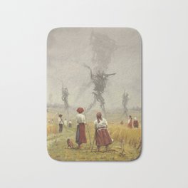 1920 -The march of the Iron Scarecrows Bath Mat | Mecha, Oil, Jakubrozalski, Gameart, Storytelling, Curated, Painting, Illustration, Scythe, Mech 