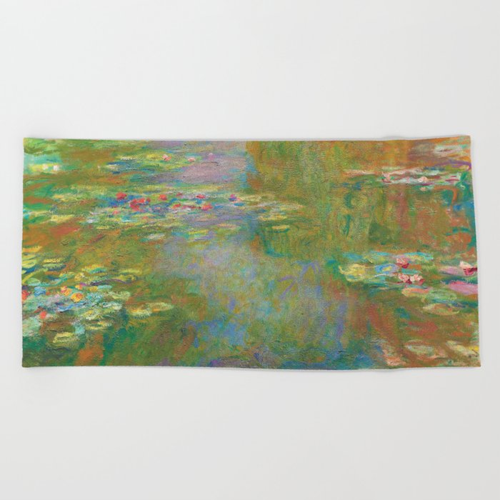 Lotus, Lilies, Pink, Monet, Art Prints Beach Towel