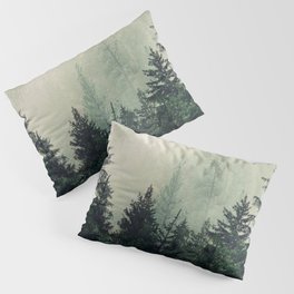 Foggy Pine Trees Kissenbezug | Fog, Color, Green, Digital, Digital Manipulation, Photo, Landscape, Mist, Foggy, Curated 