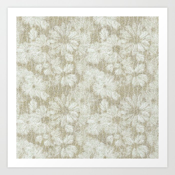 Shattered Daisy Textured in Pale Cream and White Art Print