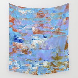 African Dye - Colorful Ink Paint Abstract Ethnic Tribal Organic Shape Art Mud Cloth Baby Blue Wall Tapestry