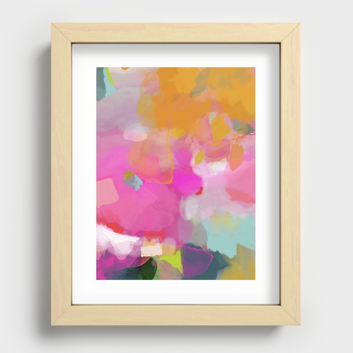 pink sun clouds abstract Recessed Framed Print