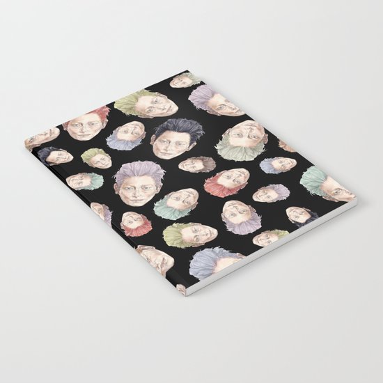 Tilda Heads on Black | Hair Pattern Notebook